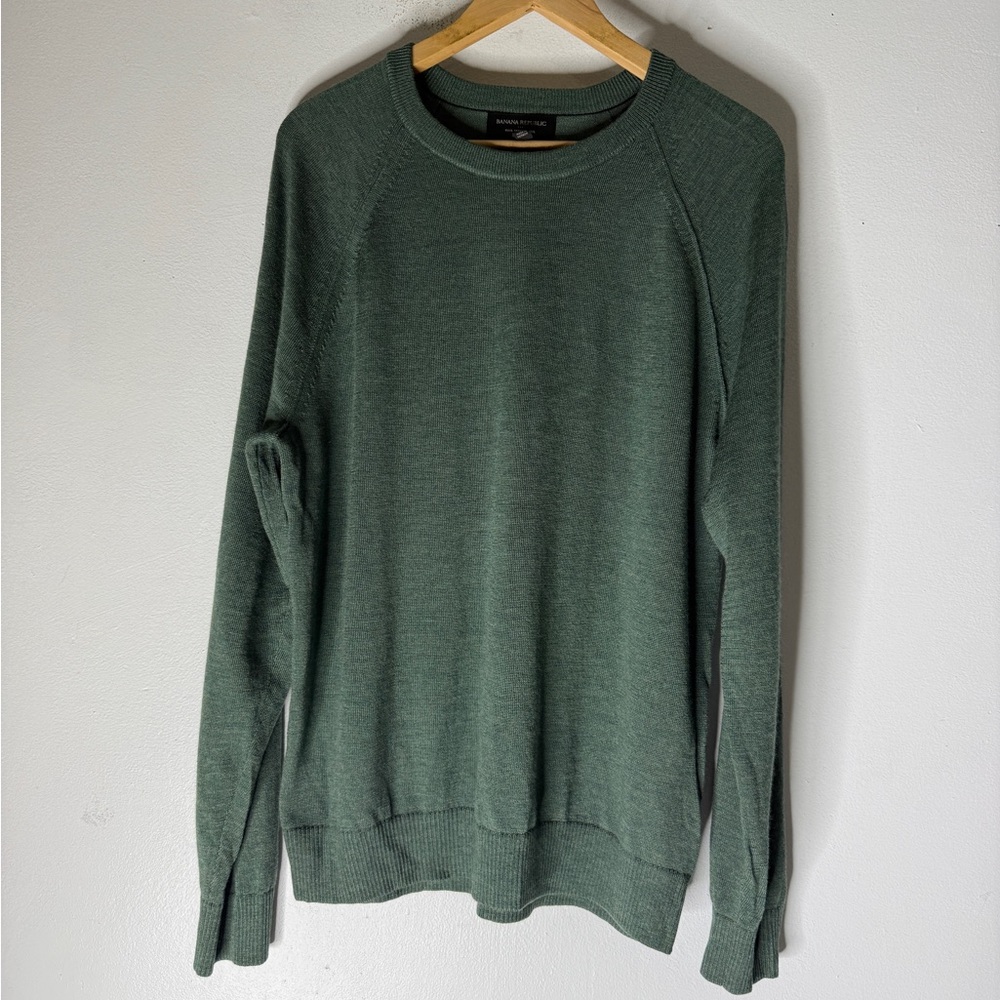 Banana Republic Factory Green Crew Neck Merino‎ Wool Sweater Large